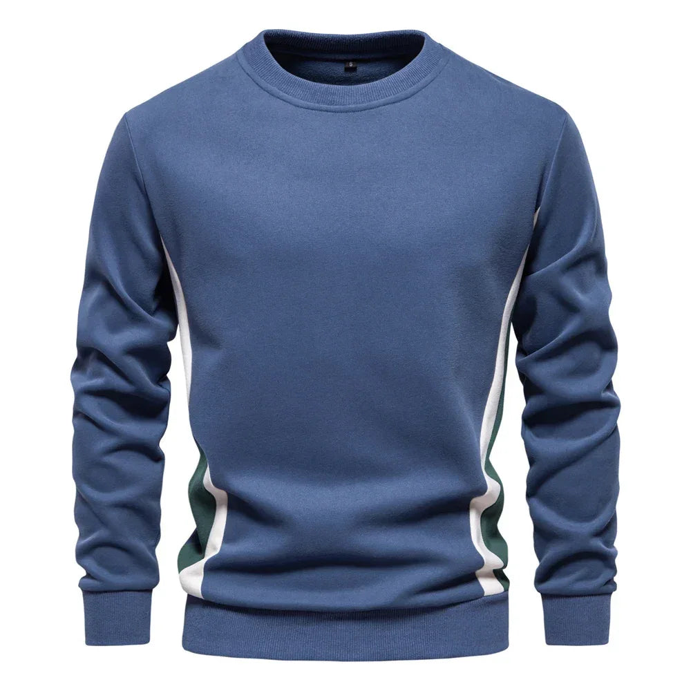 AIOPESON Patchwork Cotton-Blend Crew Neck Sweatshirts - ShopHub