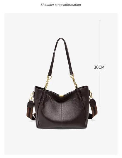 FOXER Genuine Leather Women's Elegant Shoulder Bag Simple Casual Tote Bag Large Capacity Multi-use Crossbody Handbag for Daily