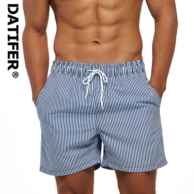 Men's summer beach print boardshorts by ShopHub NZ featuring pockets, ideal for surfing, swimming, and fitness workouts.