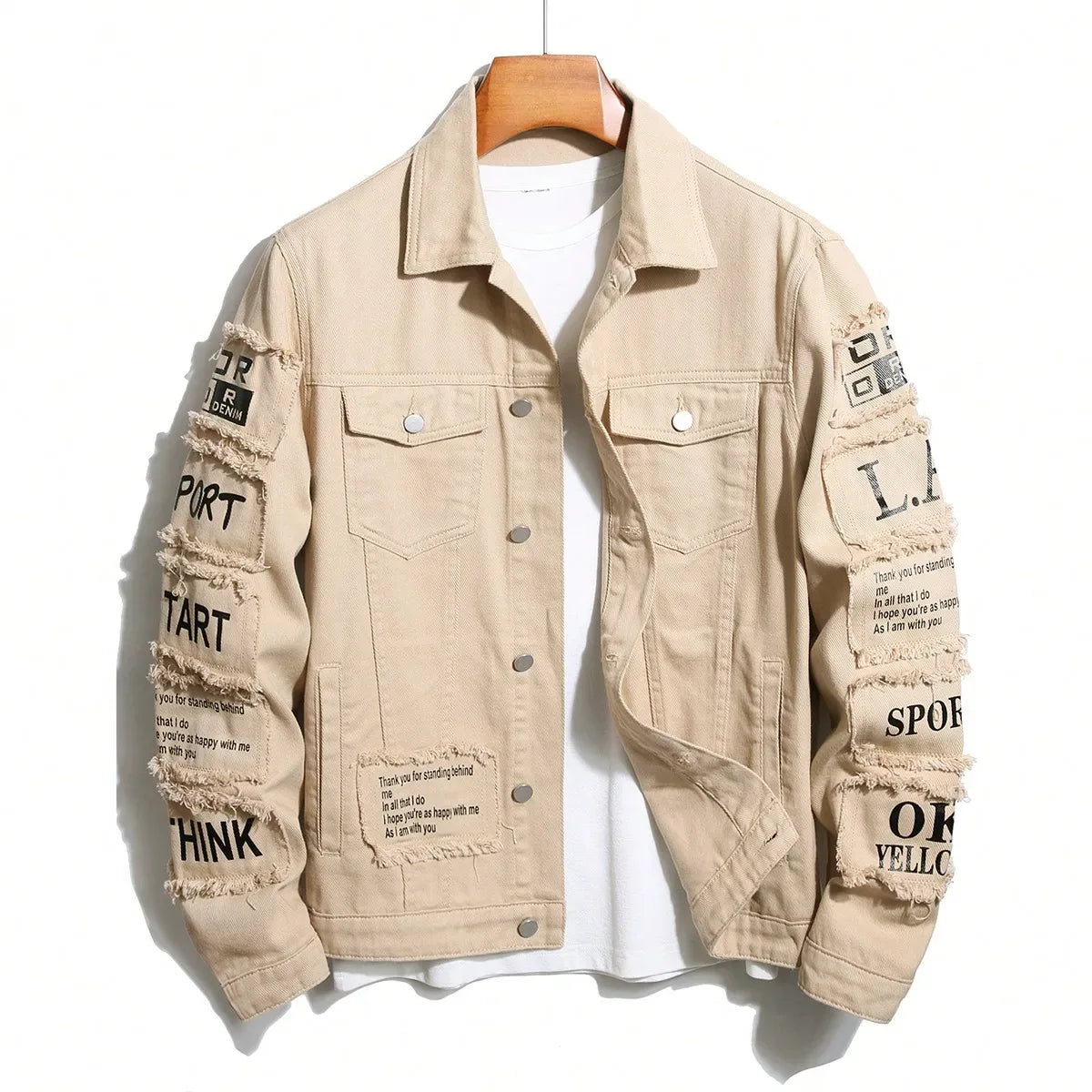 Men's Y2K Denim Jackets Featuring Stylish Patches - ShopHub