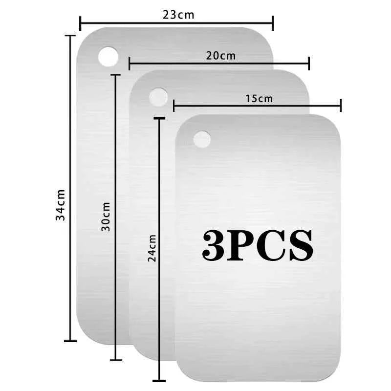 3PCS Stainless Steel Chopping Board