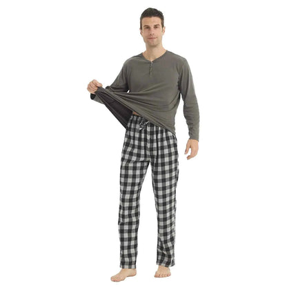 Men's flannel pajama set by ShopHub NZ featuring a cozy plaid design, perfect for relaxing evenings and comfortable sleep.