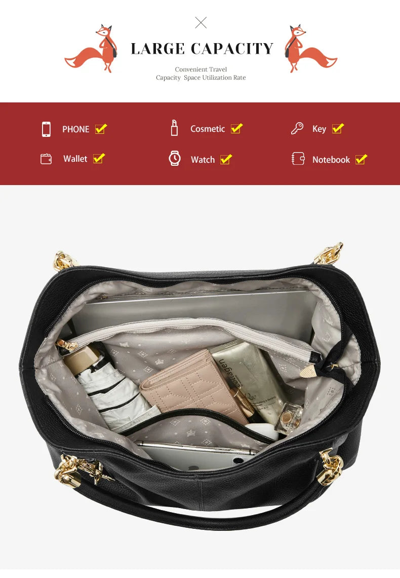 FOXER Women's Shoulder Bag — Genuine Leather Elegance for Every Day