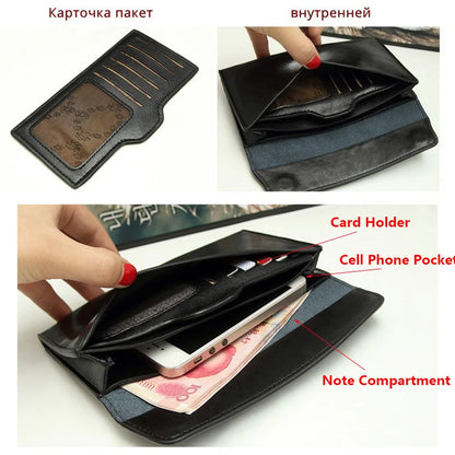 DIENQI W1606A1 Cow Leather Long Wallet