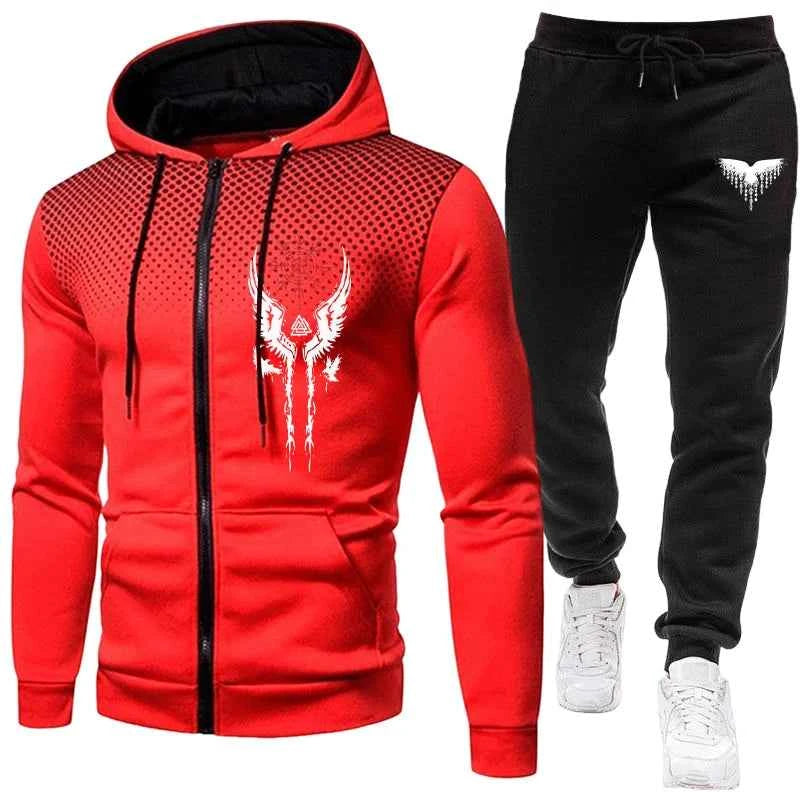 Men's Casual Sportswear Set: Autumn Winter Zipper Jacket and Sweatpants Outfit