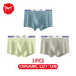 MiiOW Cotton Men's Underwear - 3Pcs Antibacterial Soft Silky Breathable Boxershorts