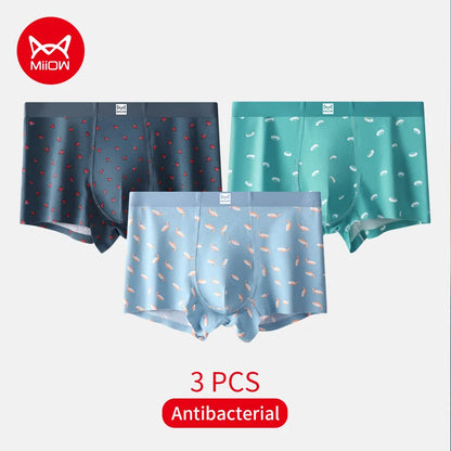 MiiOW Men's Underwear Set 3Pcs Antibacterial Funny Printed Boxers Briefs