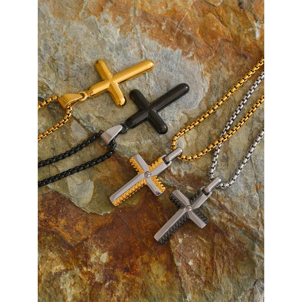 Stainless Steel Creative Cross Pendant Necklace - ShopHub