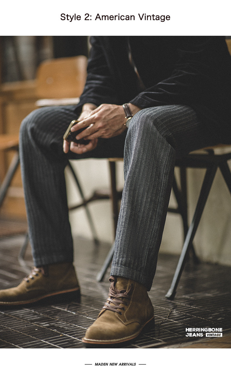 Maden Retro 12.8oz Grey Striped Jeans