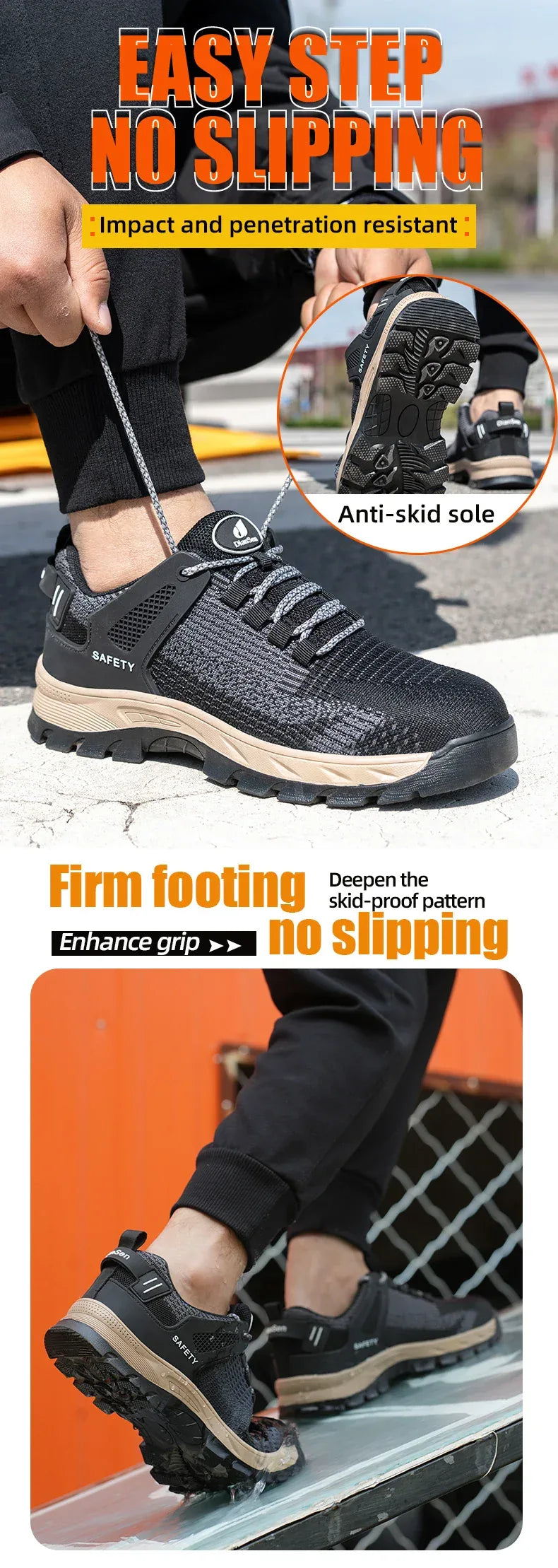 Unisex Indestructible Non-Slip Work Shoes With Steel Toes - ShopHub