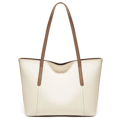 FOXER Lady's Shoulder Bag Split Leather Soft Fabric 2026 New Casual Large Capacity Women Tote Bag Commute Travel Bag All-match