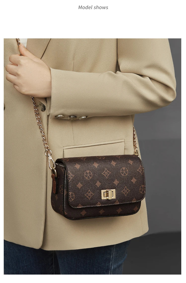 FOXER Vintage Monogram Chain Crossbody Bag