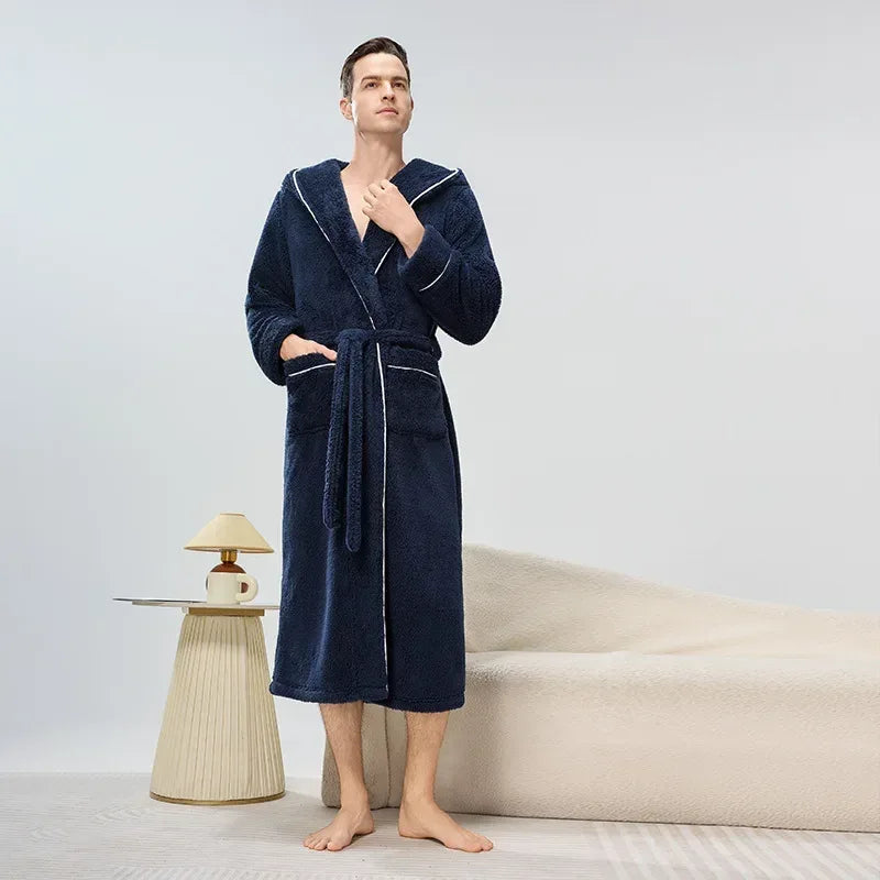 Thicken Flannel Couple Long Robes - ShopHub