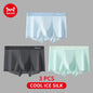 MiiOW Men's Summer Underwear - 3Pcs Silky Ice Silk Antibacterial Boxer Briefs