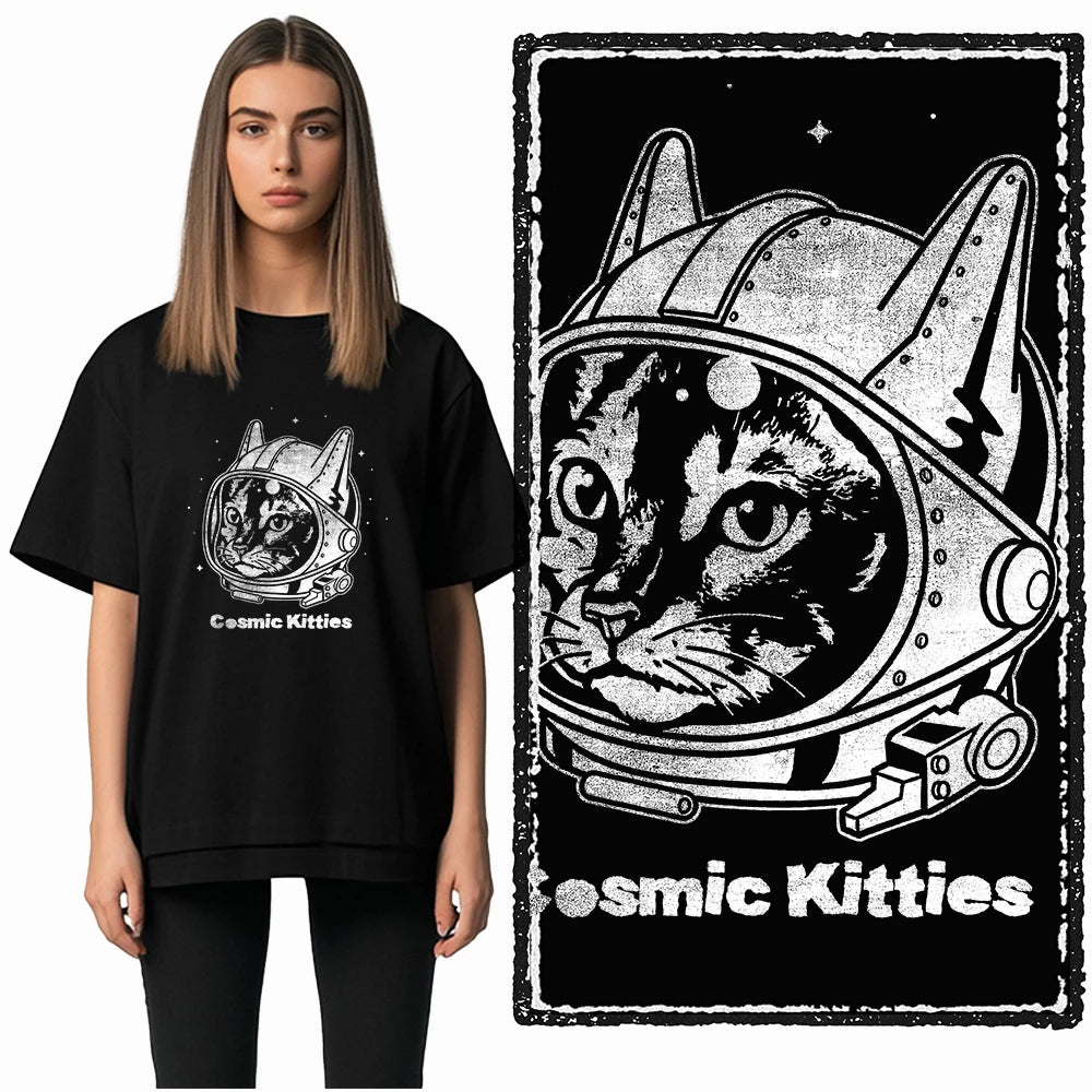 COOLMIND Cat Graphic T-Shirt | Women's Relaxed Black Tee