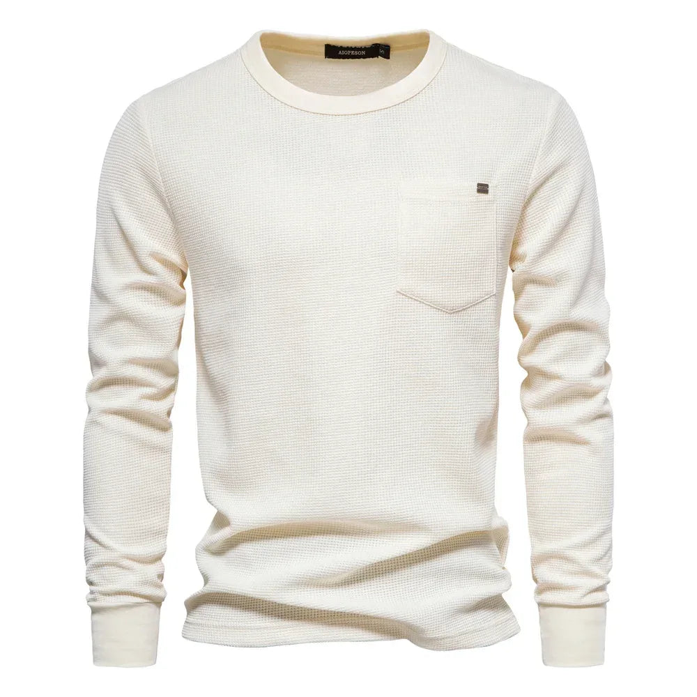 AIOPESON Men's Waffle Cotton Long Sleeve Shirts - ShopHub