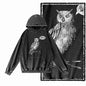 Vintage Owl Graphic Acid-Washed Black Hoodie