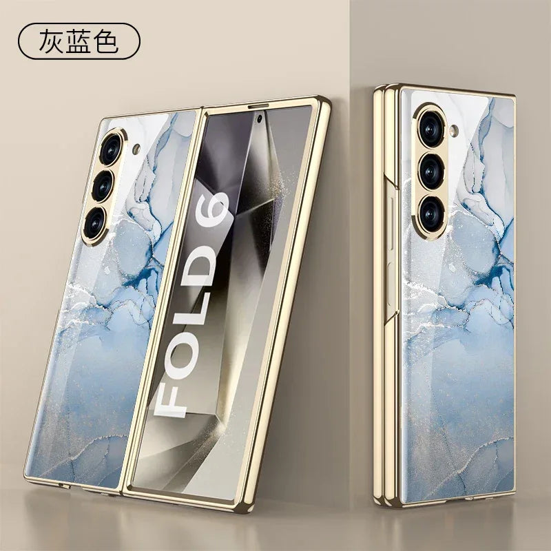 GKK Painted Tempered Glass Case for Samsung Galaxy Z Fold 6 & Galaxy Z Fold 5 Case - ShopHub