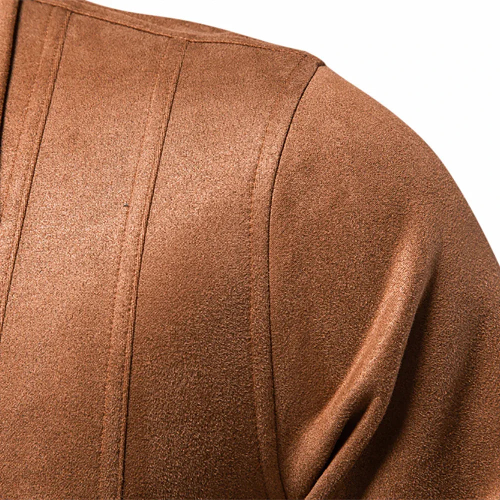 AIOPESON Men's Brown Suede Turn Down Collar Jackets - ShopHub