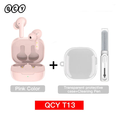 QCY T13 Wireless Earphones with 4 Mic ENC, HD Call, Stereo Sound, Touch Control, Long Standby 40Hrs - ShopHub