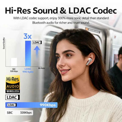 QCY MeloBuds N60 Wireless Earphone - Bluetooth 6.0, Bass Boost, Hi-Res Audio, Hybrid ANC, 45Hrs Playback