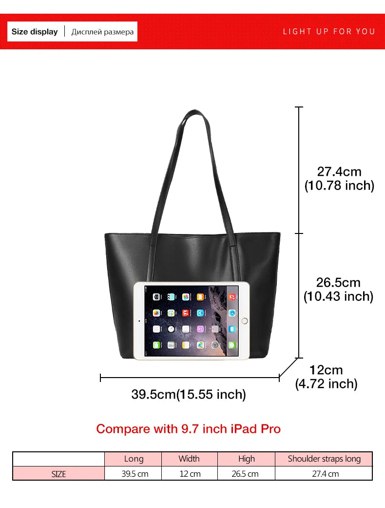FOXER Split Leather Shoulder Bag for Women Simple Large Capacity Tote Lady Classic Black Handbag Gift for Wife, Lover