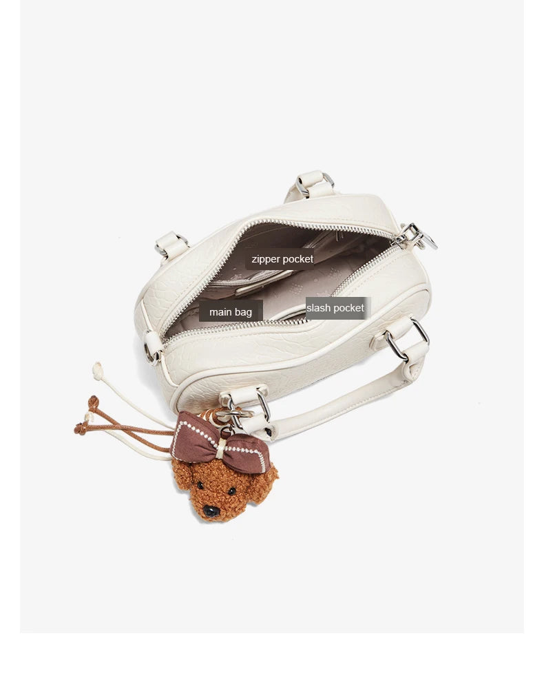 FOXER White Cowhide Leather Women's Shoulder Bag