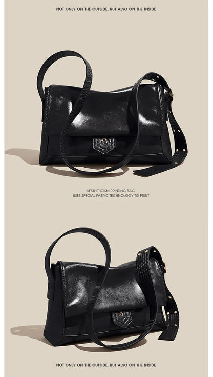 Retro Women's Shoulder Bag 2026 New Simple Large Tote Bag Split Leather + PU Female Soild Crossbody Bag Purse