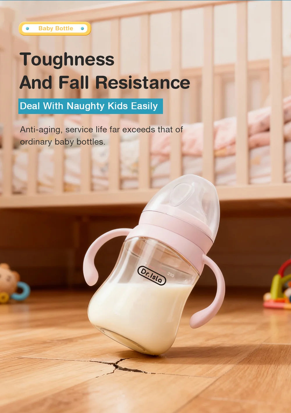 Dr.Isla Baby Bottle 160/240/300ml — Safe, Durable Feeding for Newborns to Toddlers