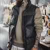 MADEN Black Leather-Look Quilted Vest