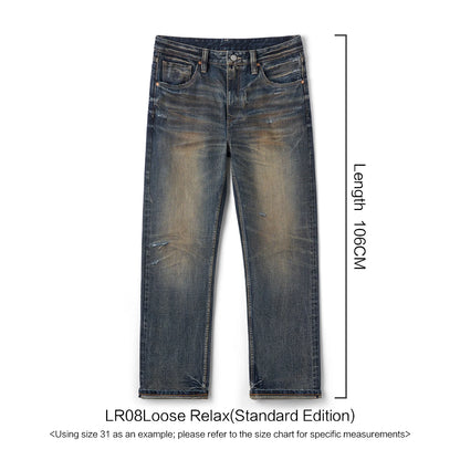 SIMWOOD High Standard Vintage Washed Selvedge Ripped Jeans