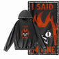 Night Prowler Cat Graphic Acid-Washed Black Hoodie