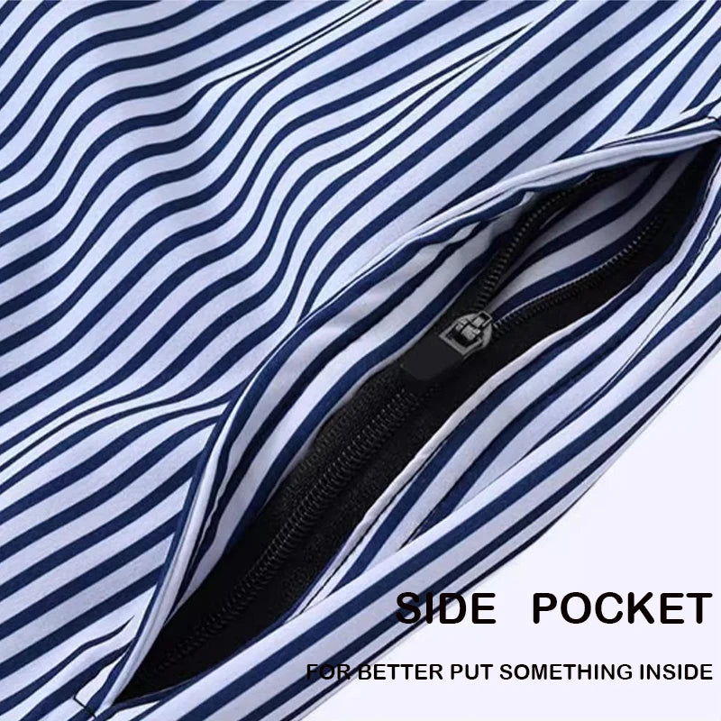 Men's summer boardshorts by ShopHub NZ, breathable polyester gym shorts with mesh liner, elastic waist, side pocket, ideal for beach.