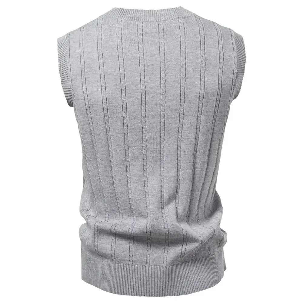 Aiopeson Men's Solid Colour V Neck Knitted Vests - ShopHub