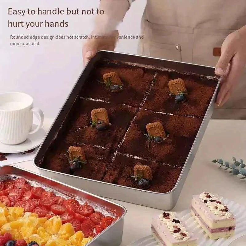 1Pc Stainless Steel Square Tray with Lid, Food-Grade Kitchens Accessories, Holds Knifes, Thickened Kitchen Food Prep Box