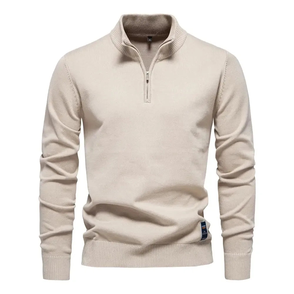 AIOPESON Men's Quarter Zip Cotton Pullover Sweaters - ShopHub