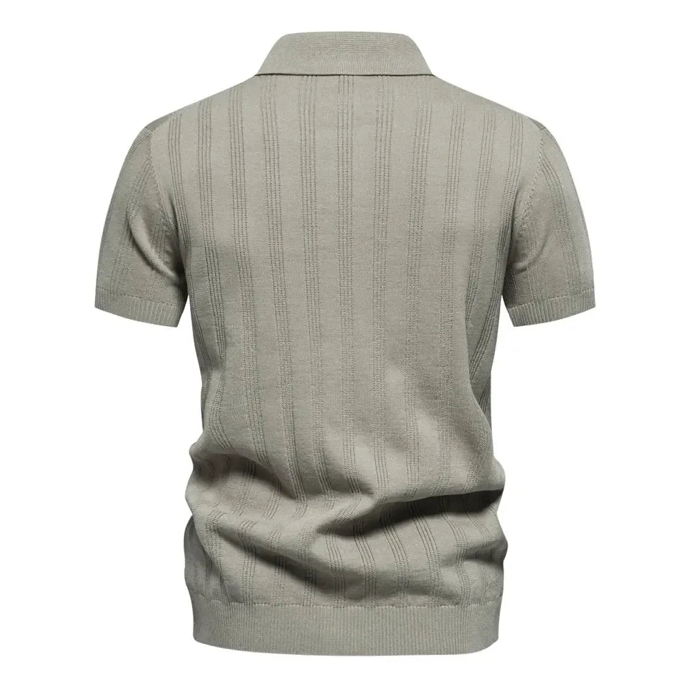 New Summer Ribbed Knit Polo Shirts - ShopHub