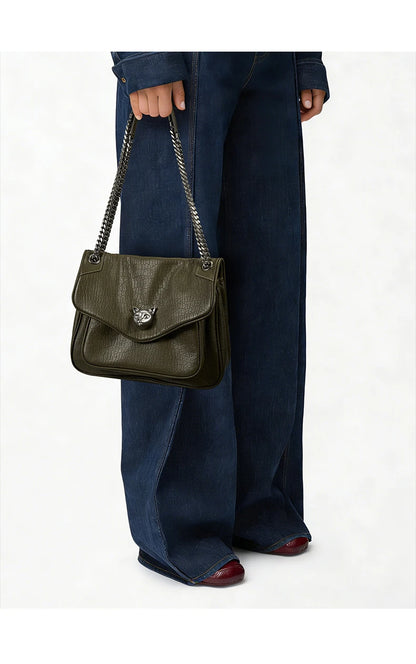 BAFELLI Chained Genuine Leather Satchel Bag
