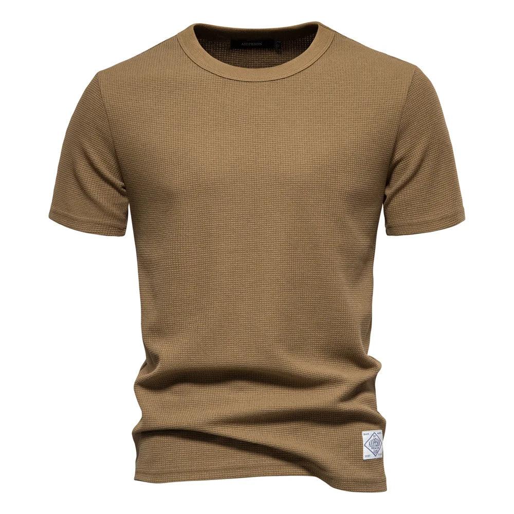 AIOPESON's Solid Colour Waffle T-Shirts - ShopHub