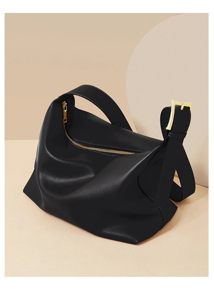 FOXER Large Soft Split Leather Shoulder Bag