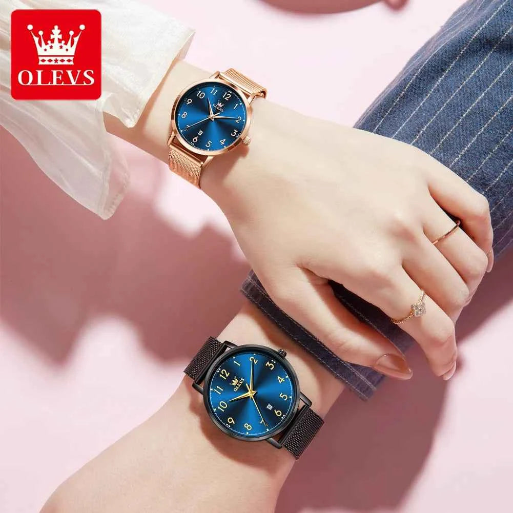 OLEVS 5653 Quartz Watch for Men and Women - Simple Original Waterproof Luminous Automatic Date Couple Gifts Reloj