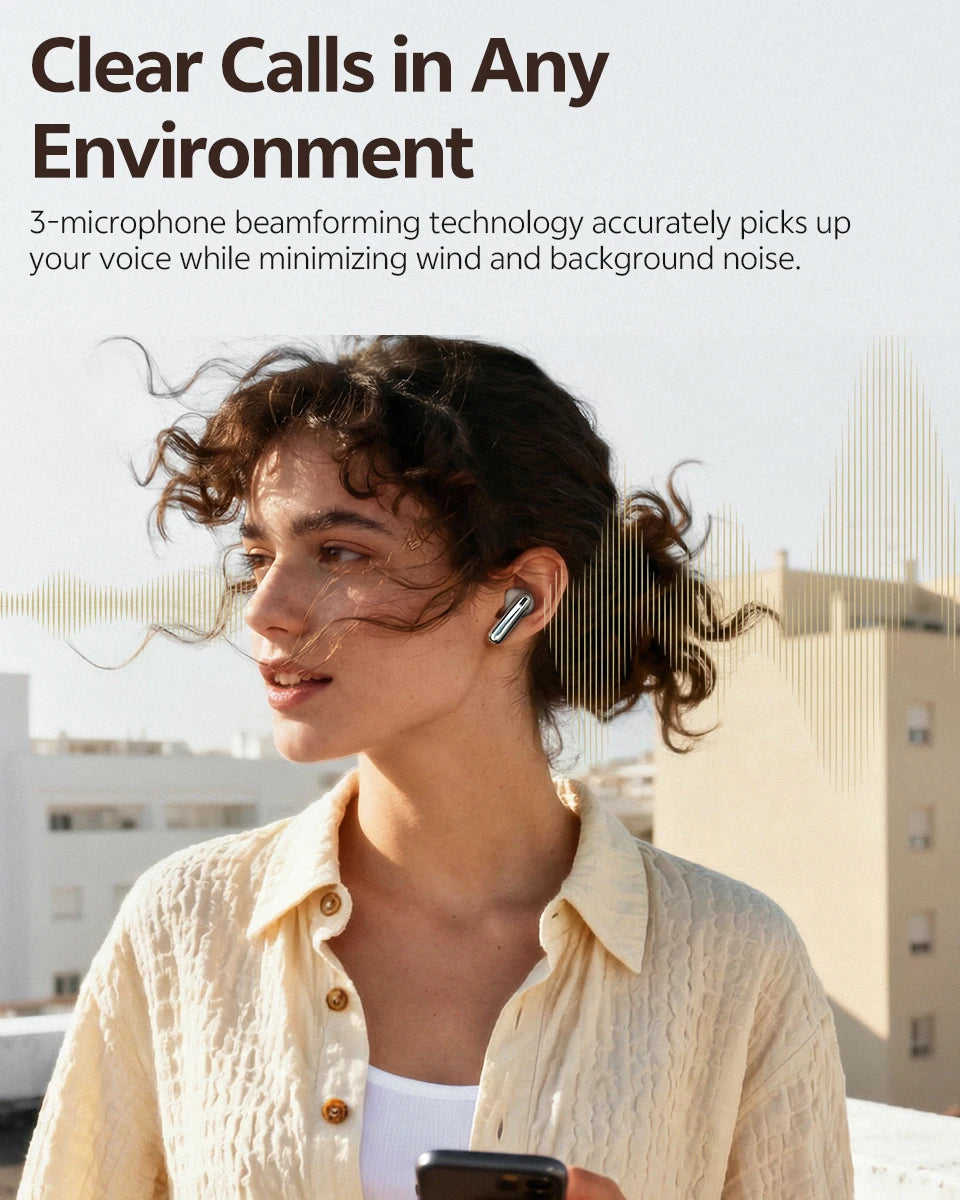 QCY AilyBuds E50 Wireless Earbuds with Bluetooth 6.0, Spatial Sound, 11mm Drivers, In-Ear Detection, HT11 Bass Boost, and 40H Playtime - ShopHub