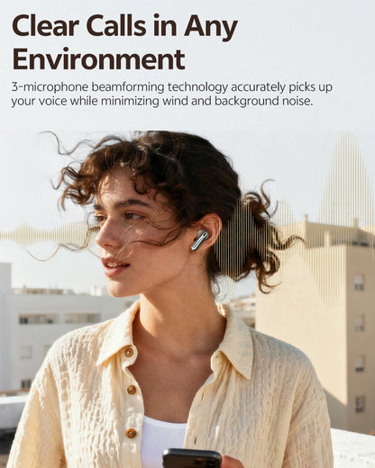QCY AilyBuds E50 Wireless Earbuds with Bluetooth 6.0, Spatial Sound, 11mm Drivers, In-Ear Detection, HT11 Bass Boost, and 40H Playtime - ShopHub