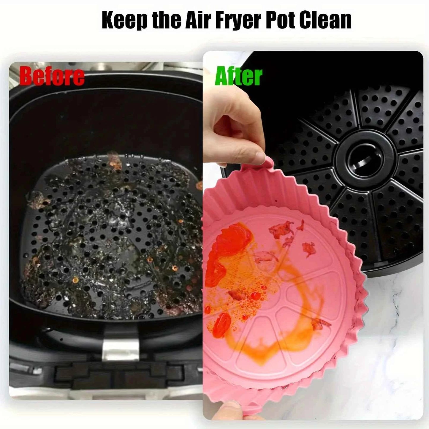 7-Cavity Silicone Air Fryer Set - 2PC Nonstick Cake Mold & Basket Fit 0.92-1.53L, Dishwasher Safe Baking/Roasting