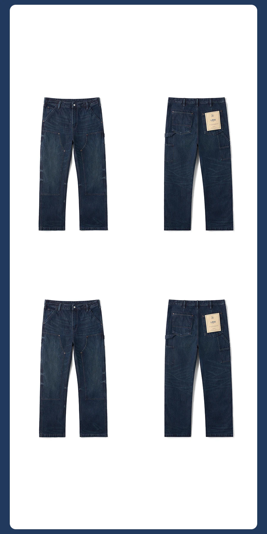 SIMWOOD High Standard 2026 Autumn Winter New 13.5oz Heavyweight Vintage Wash Carpenter Jeans Men Cargo Denim Pants