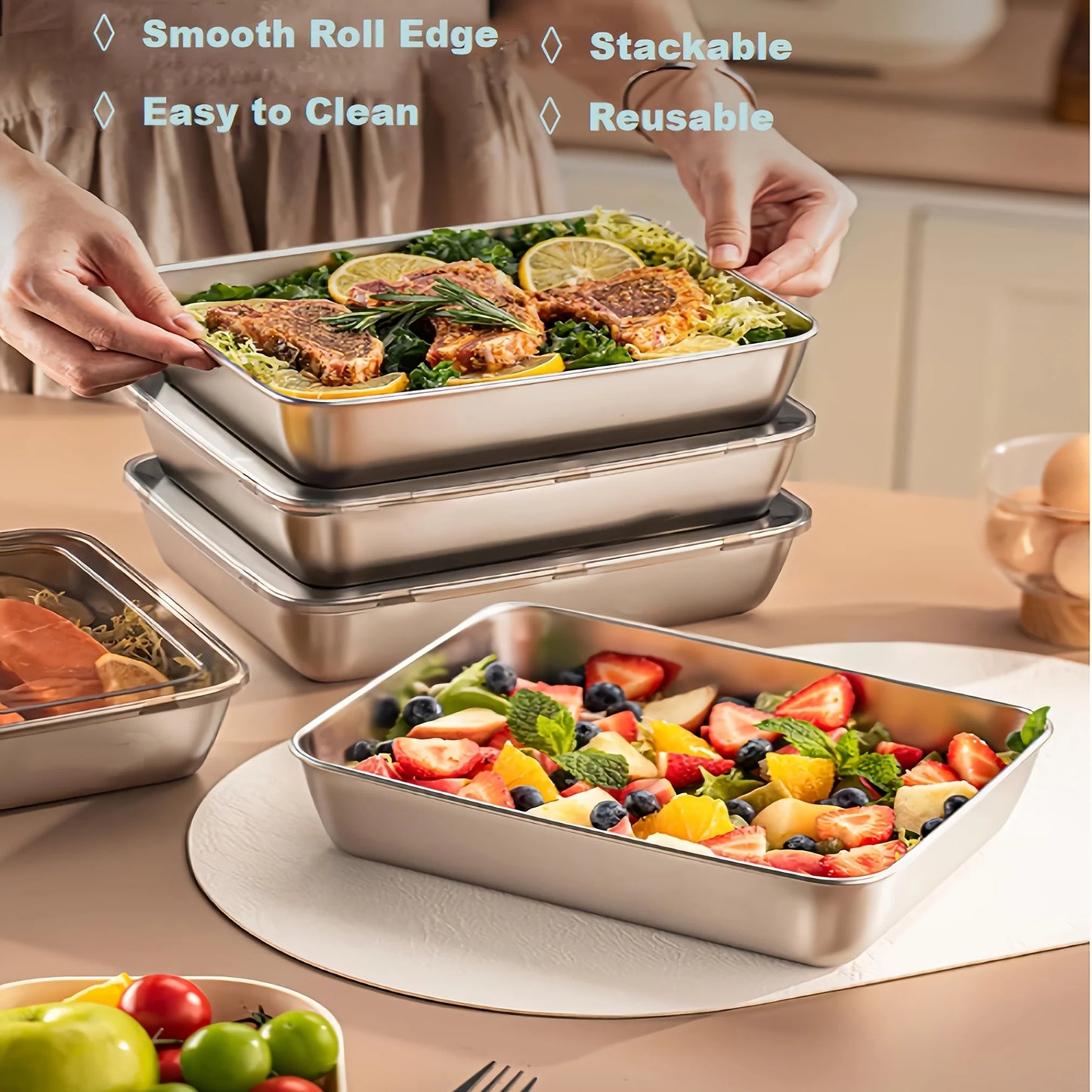 1/2/3/4/5/6Pcs Stainless Steel Food Containers
