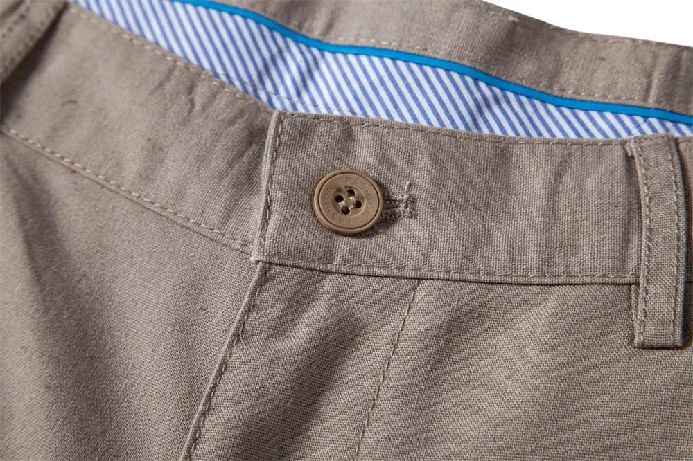 AIOPESON Men's Solid Colour Linen Long Pants - ShopHub