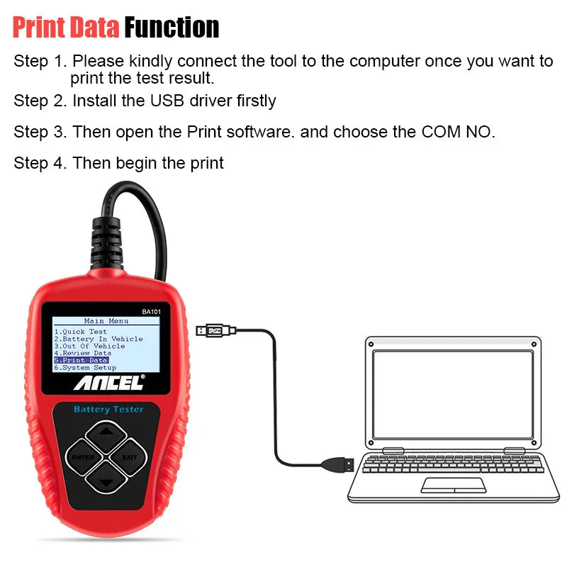 BA101 Car Battery Tester – 12V Load Analyzer (100–2000 CCA) Habicare