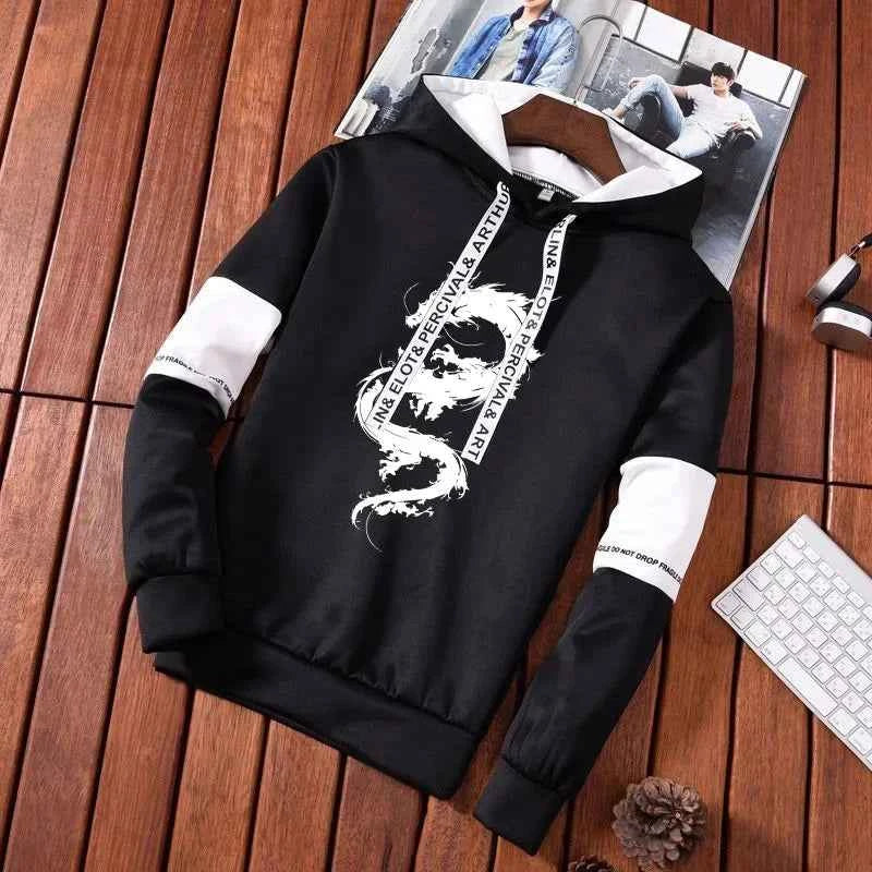 Chinese Dragon Print Hoodie Tracksuit for Men | Winter Autumn Jogging Sportswear