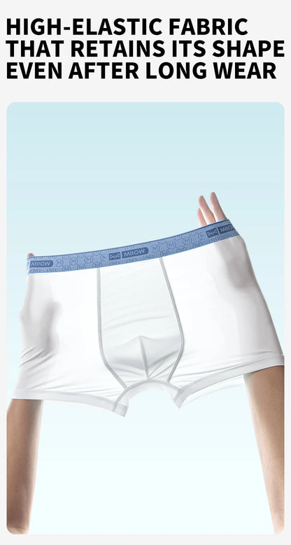 MiiOW Men's Underwear Boxers - 3Pcs Ice Silk Antibacterial Boxers